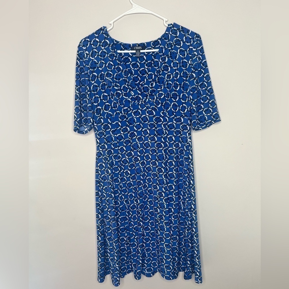 Chaps Royal Blue Sleeved Dress Size Medium